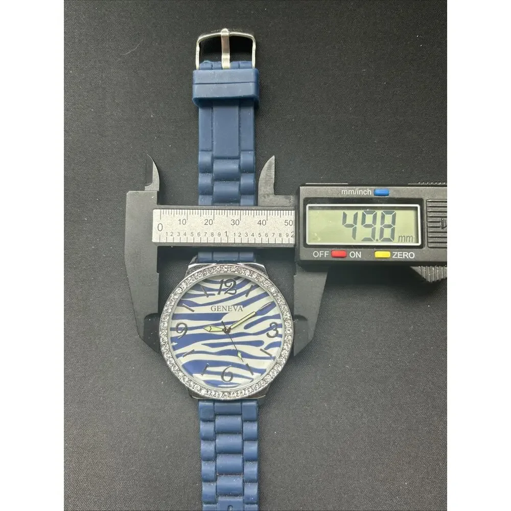 Geneva Blue Zebra Print Dial Quartz Watch